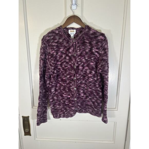 Vintage Talbots Wool Button Cardigan Womens Size Medium Purple Made in Italy - Picture 1 of 8